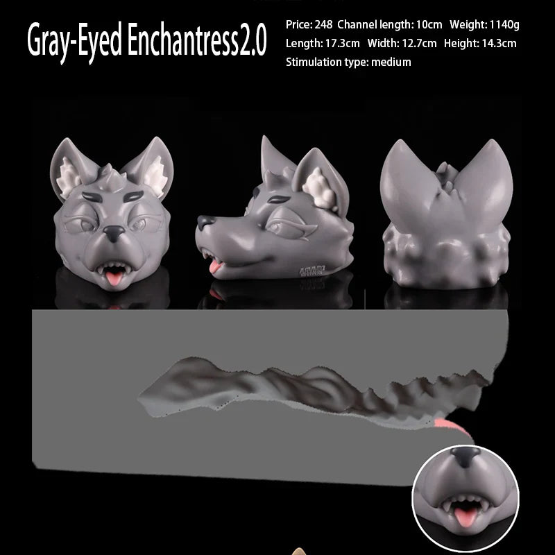 Fantasy Gray Wolf Head Realistic Stroker