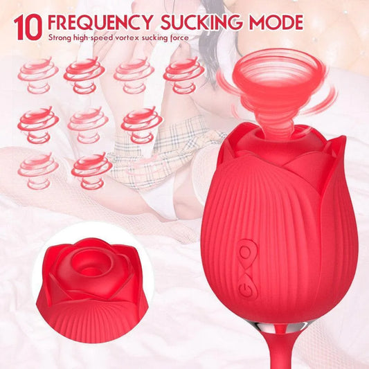 Rose Clit Sucker Vibrator with Thrusting Egg