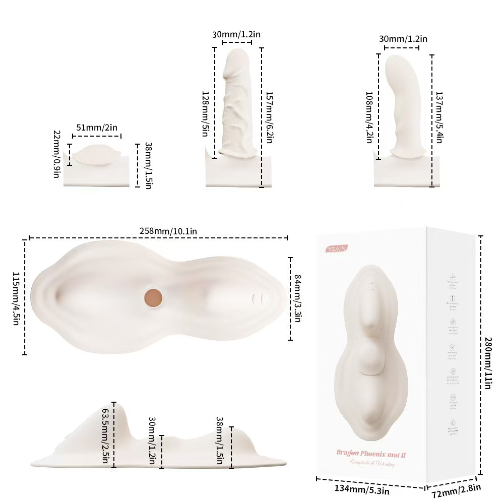 YEAIN APP Remote Control Vibrating Dildo Cushion Heating Telescopic and Detachable Design