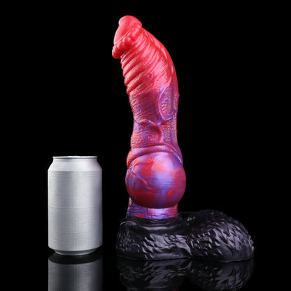 Crimson Abyss Canine Fantasy Knot Dildo with Testicles