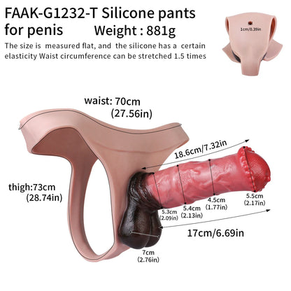 Vibrating Real Touch Wearable Silicone Harness Briefs