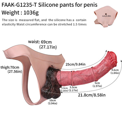 Vibrating Real Touch Wearable Silicone Harness Briefs