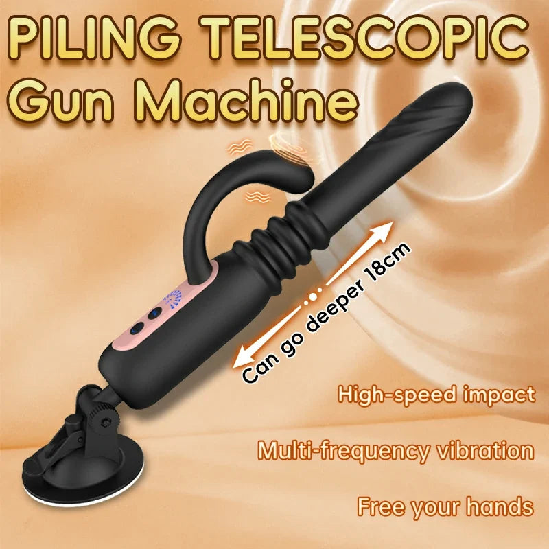 Hands-free electric telescopic dildo machine with suction cup