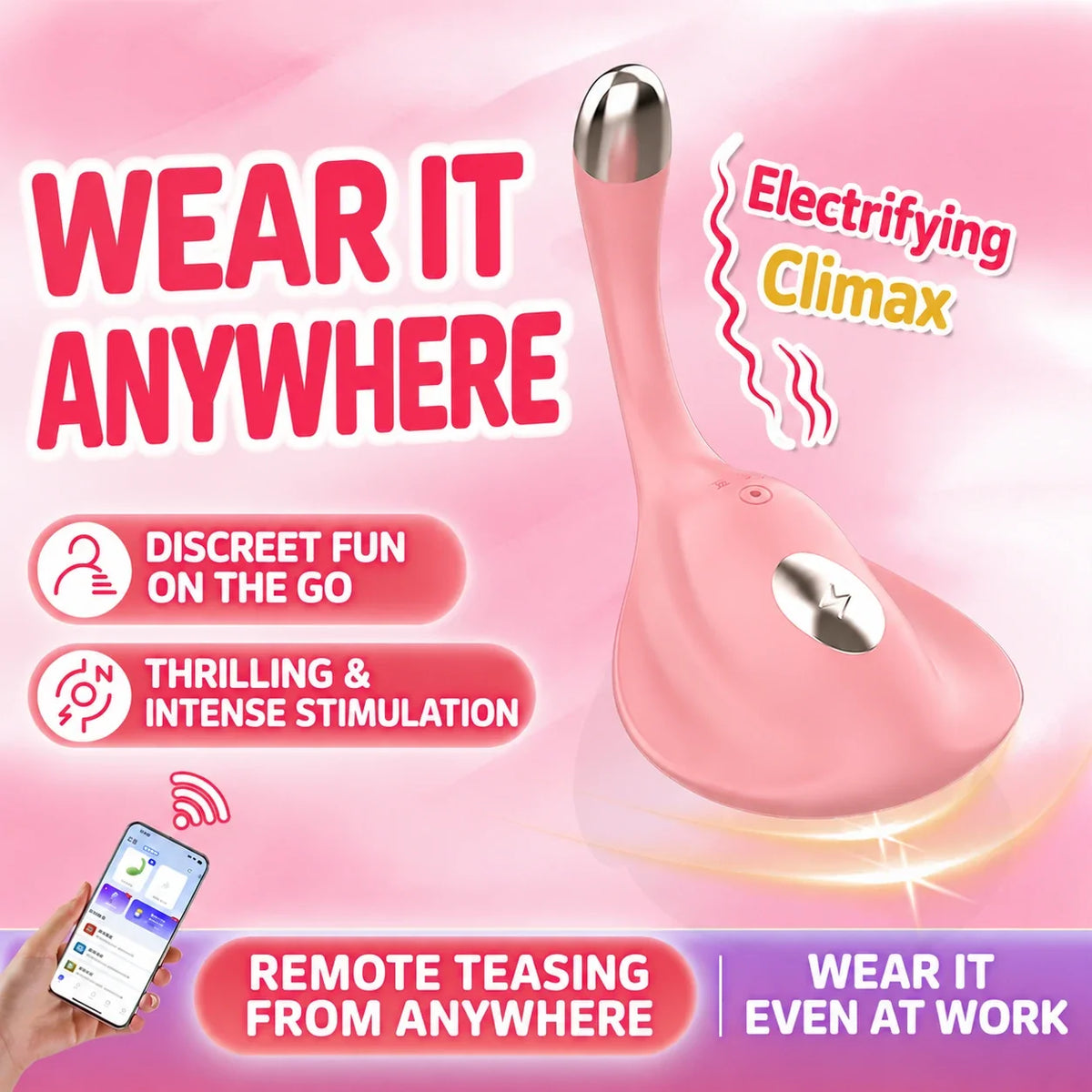 Manta Ray App-Controlled Electro-Stimulation Wearable Vibrator