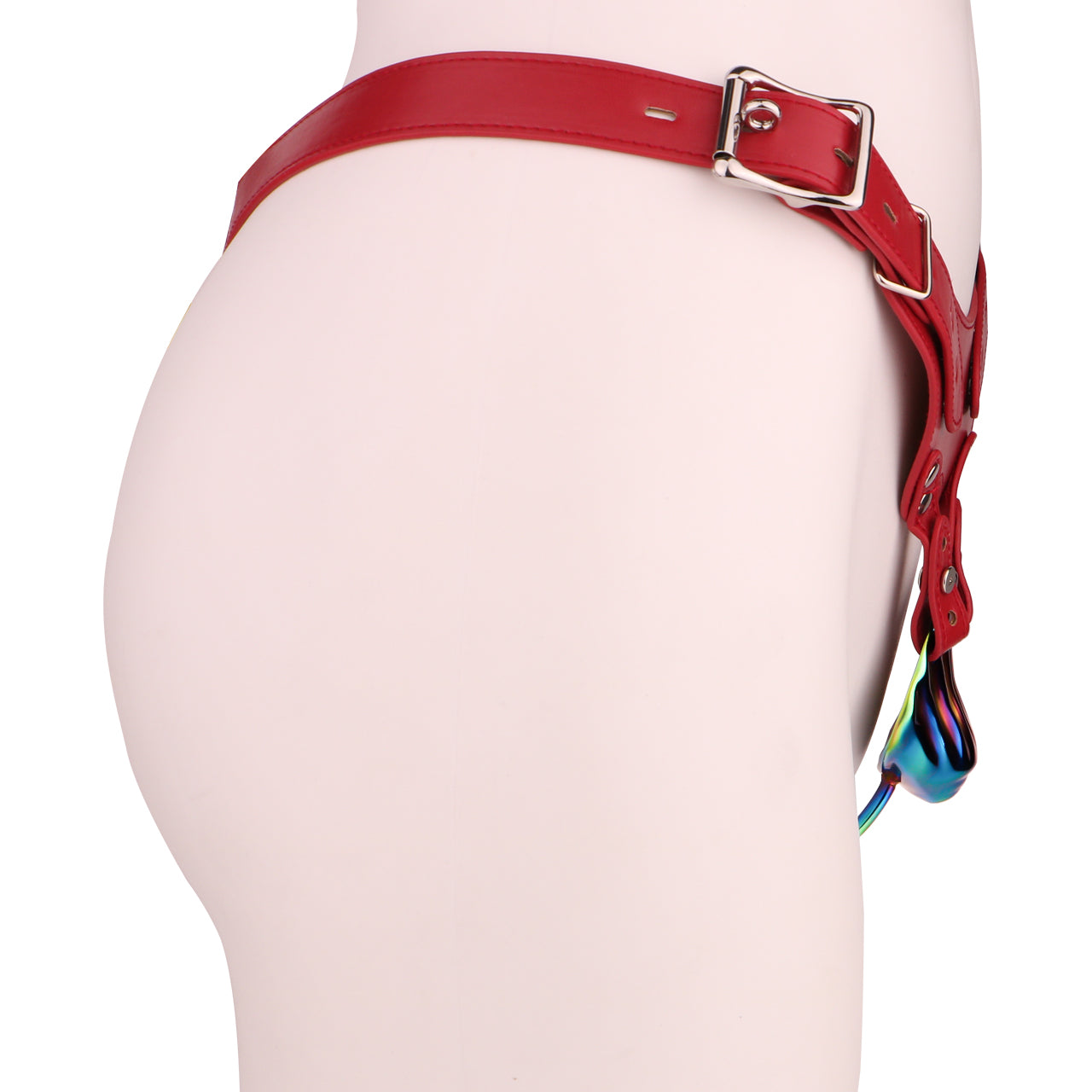 The Rainbow Shell Chastity Set (Red Harness Edition)