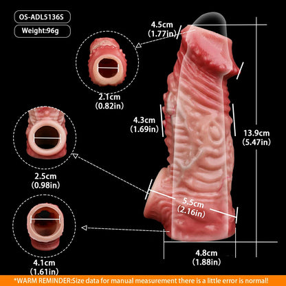 Skin-Soft Realistic Penile Extender Sleeve - 5 Design Options in Long & Short