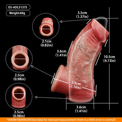 Skin-Soft Realistic Penile Extender Sleeve - 5 Design Options in Long & Short