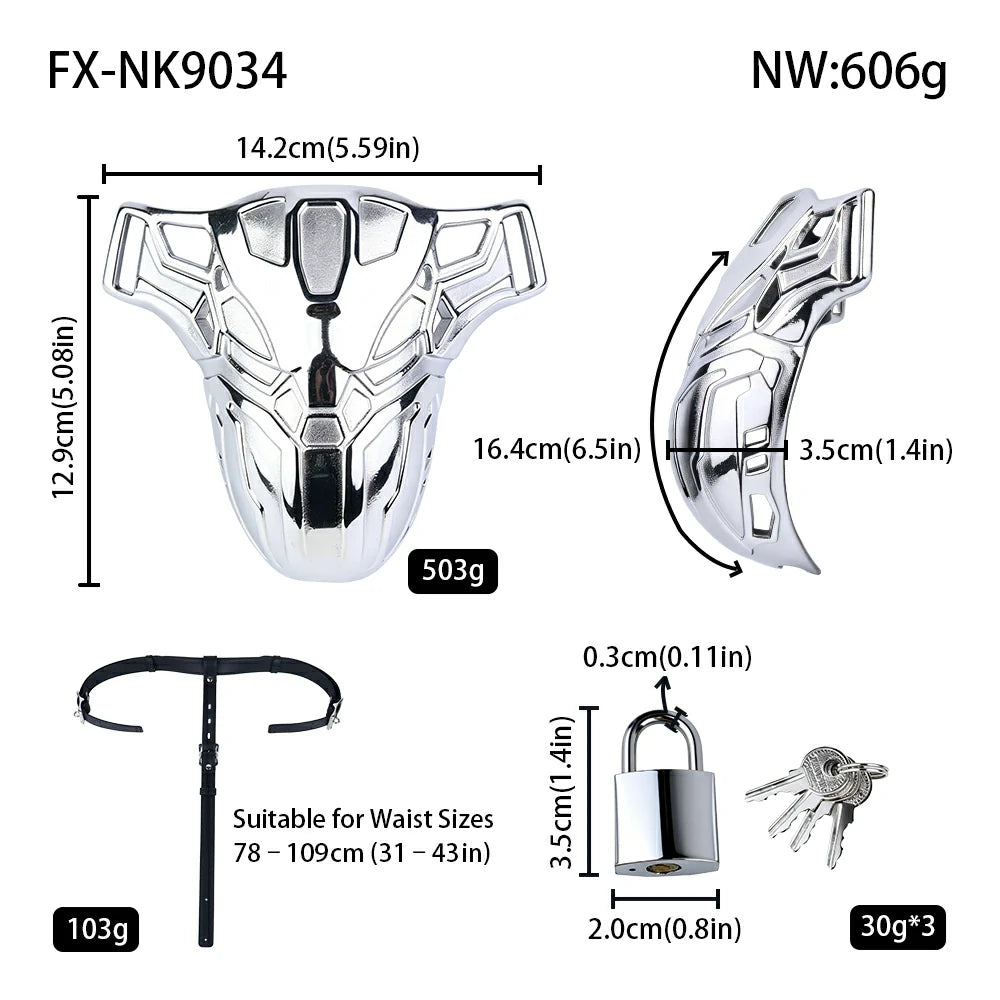 Lock Desire: Iron Skeleton & Cyber Shield Male Chastity Cages