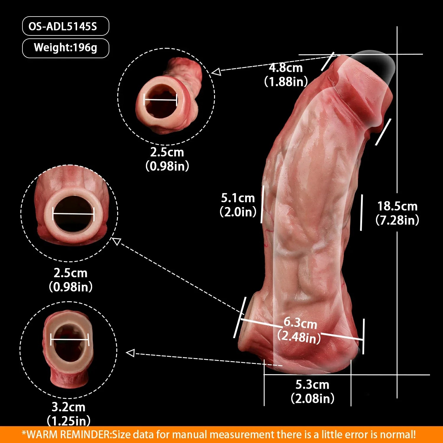 Skin-Soft Realistic Penile Extender Sleeve - 5 Design Options in Long & Short