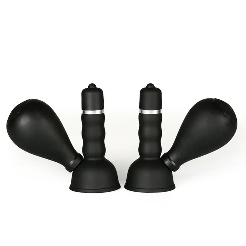 Air Pump Nipple Suction Vibrator with 7-Finger Stimulating Tips