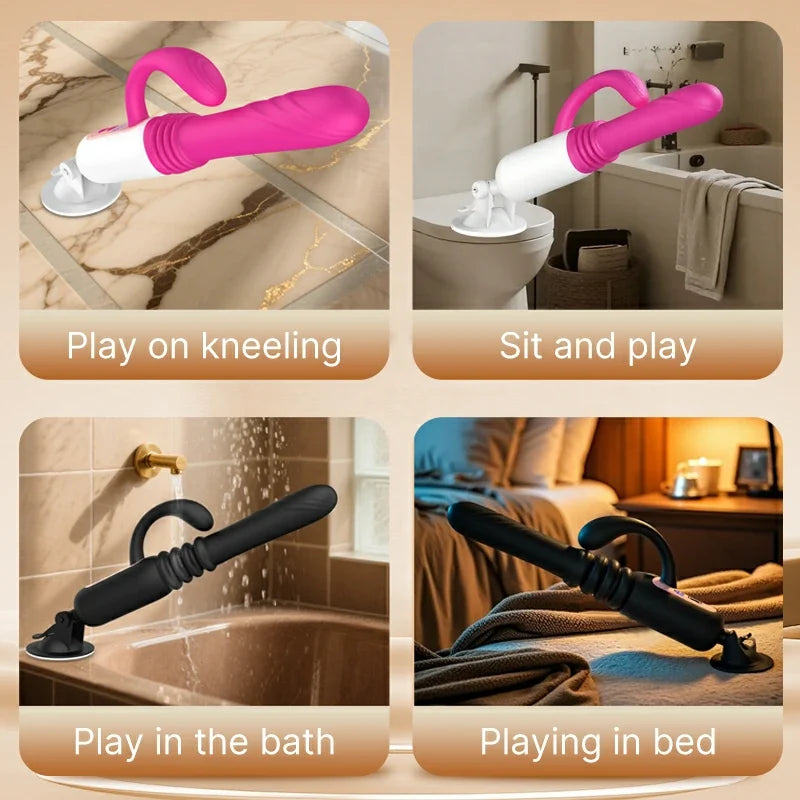 Hands-free electric telescopic dildo machine with suction cup