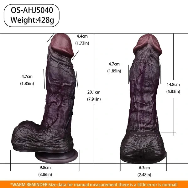 Black Realistic Silicone Dildo – Ebony Style with Skin Texture & Suction Cup