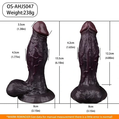 Black Realistic Silicone Dildo – Ebony Style with Skin Texture & Suction Cup