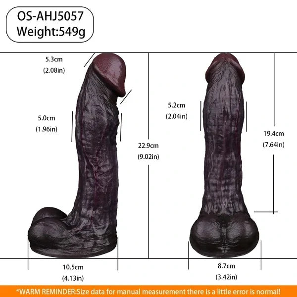Black Realistic Silicone Dildo – Ebony Style with Skin Texture & Suction Cup