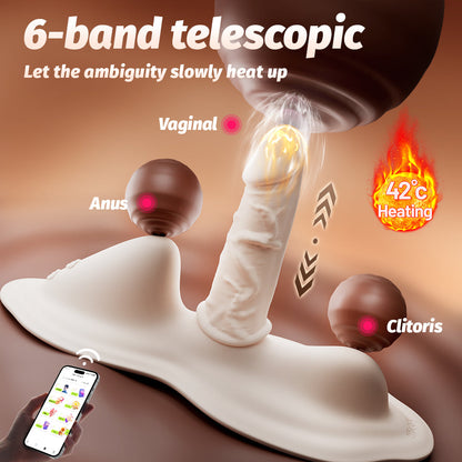 YEAIN APP Remote Control Vibrating Dildo Cushion Heating Telescopic and Detachable Design