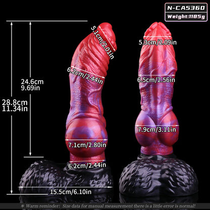 Crimson Abyss Canine Fantasy Knot Dildo with Testicles