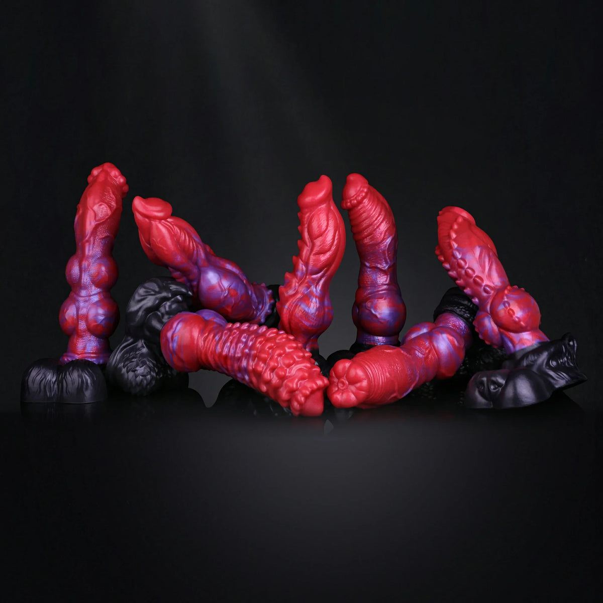 Crimson Abyss Canine Fantasy Knot Dildo with Testicles