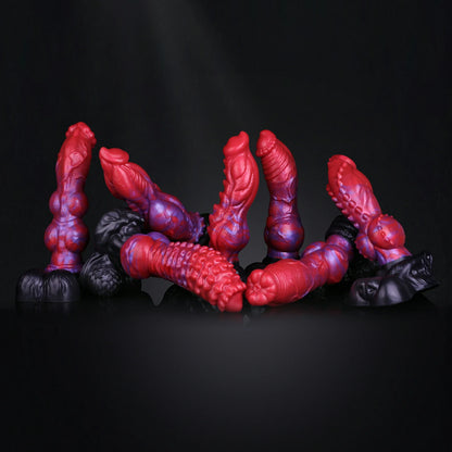 Crimson Abyss Canine Fantasy Knot Dildo with Testicles