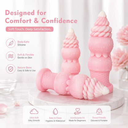 Ice Cream Swirl Liquid Silicone Anal Dildo