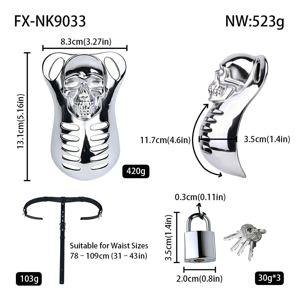 Lock Desire: Iron Skeleton & Cyber Shield Male Chastity Cages