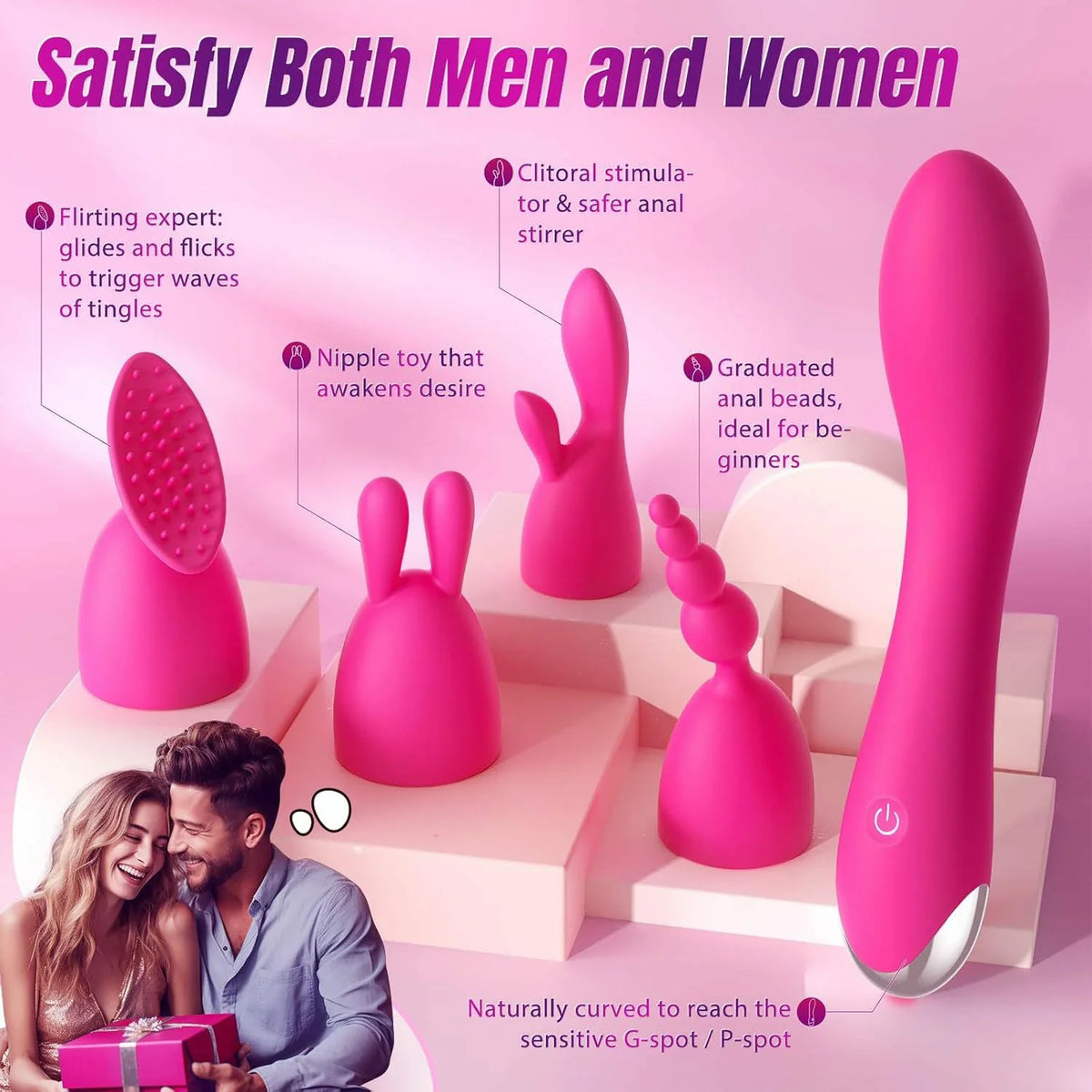 Crescent Moon – Vibrator with 4 Interchangeable Heads