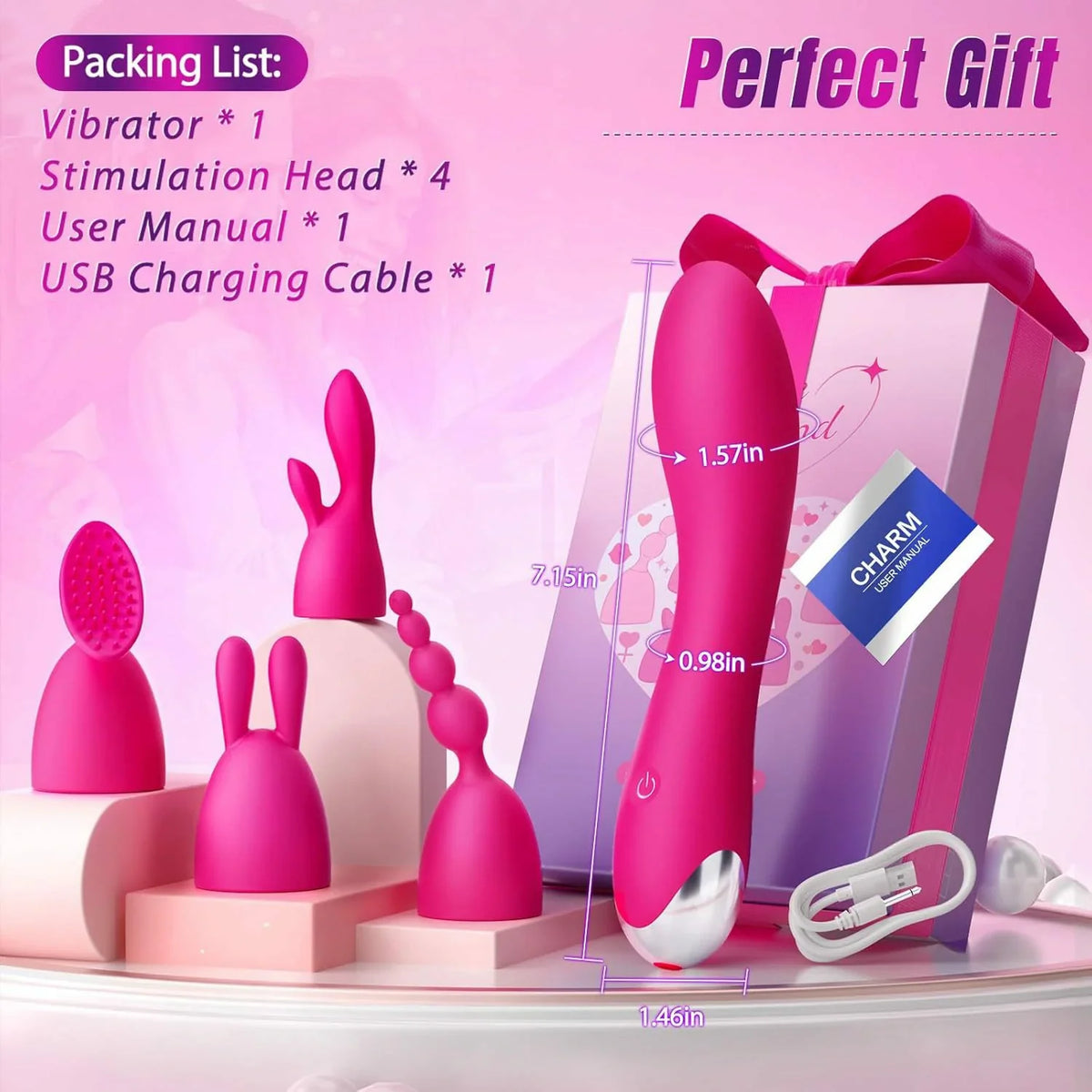 Crescent Moon – Vibrator with 4 Interchangeable Heads