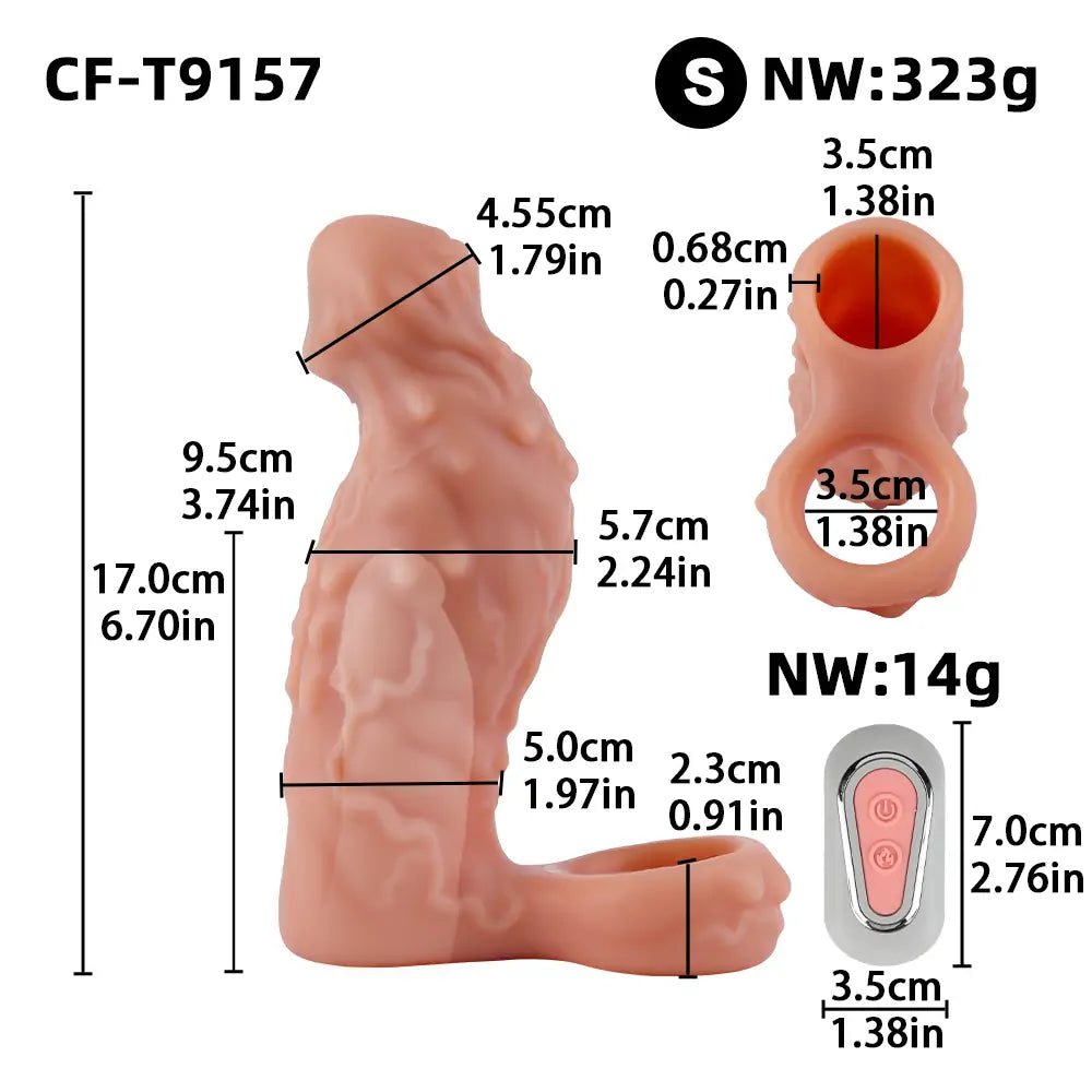 Curved Silicone Bumpy Vibrating Penis Sleeve