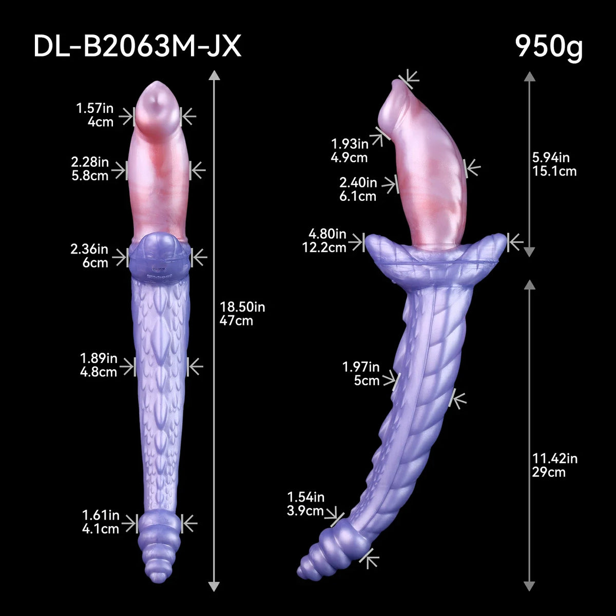 Rattletail Kane – Double-Ended Dragon Dildo with Insertable Vibrator