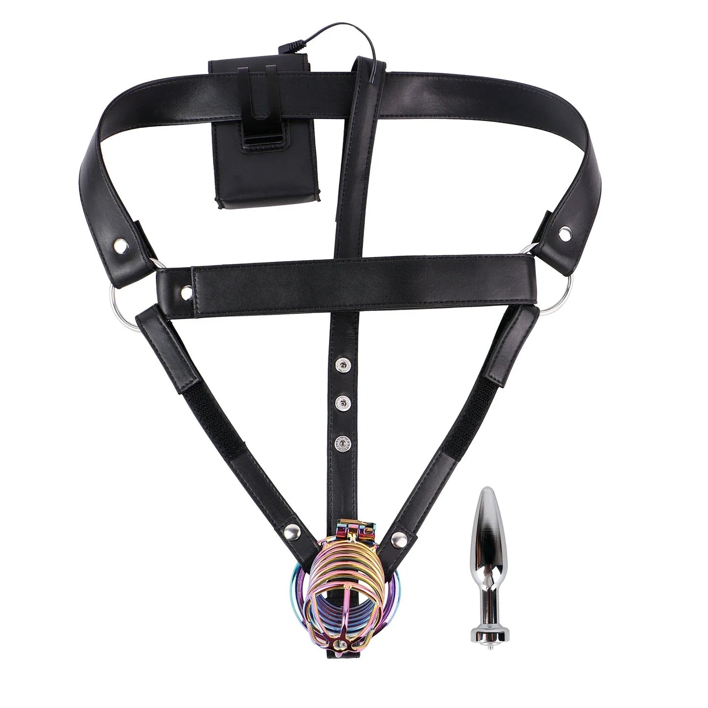 Adjustable Electric Shock Anal Plug Chastity Belt
