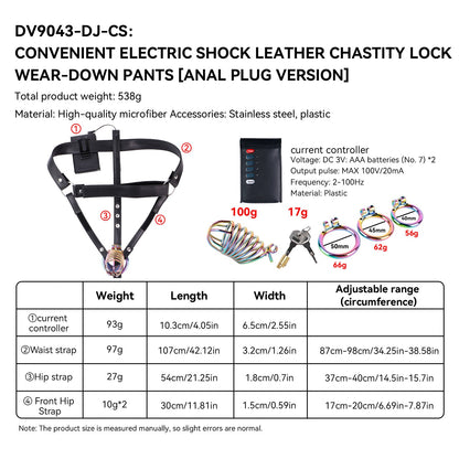 Adjustable Electric Shock Anal Plug Chastity Belt