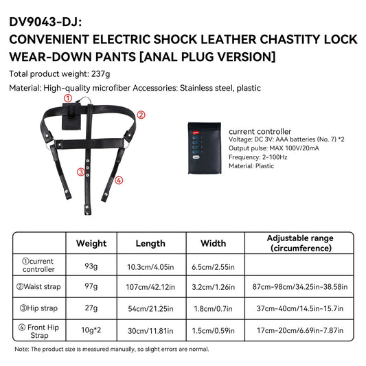Adjustable Electric Shock Anal Plug Chastity Belt