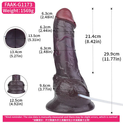 Extra-Large Dual-Layer Squirting Black Dildo