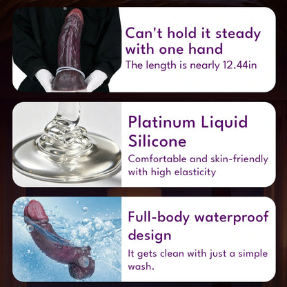 Extra-Large Dual-Layer Squirting Black Dildo