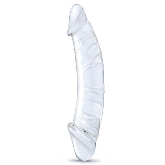 Clear Realistic Vein Glass Double Dildo 10.5"