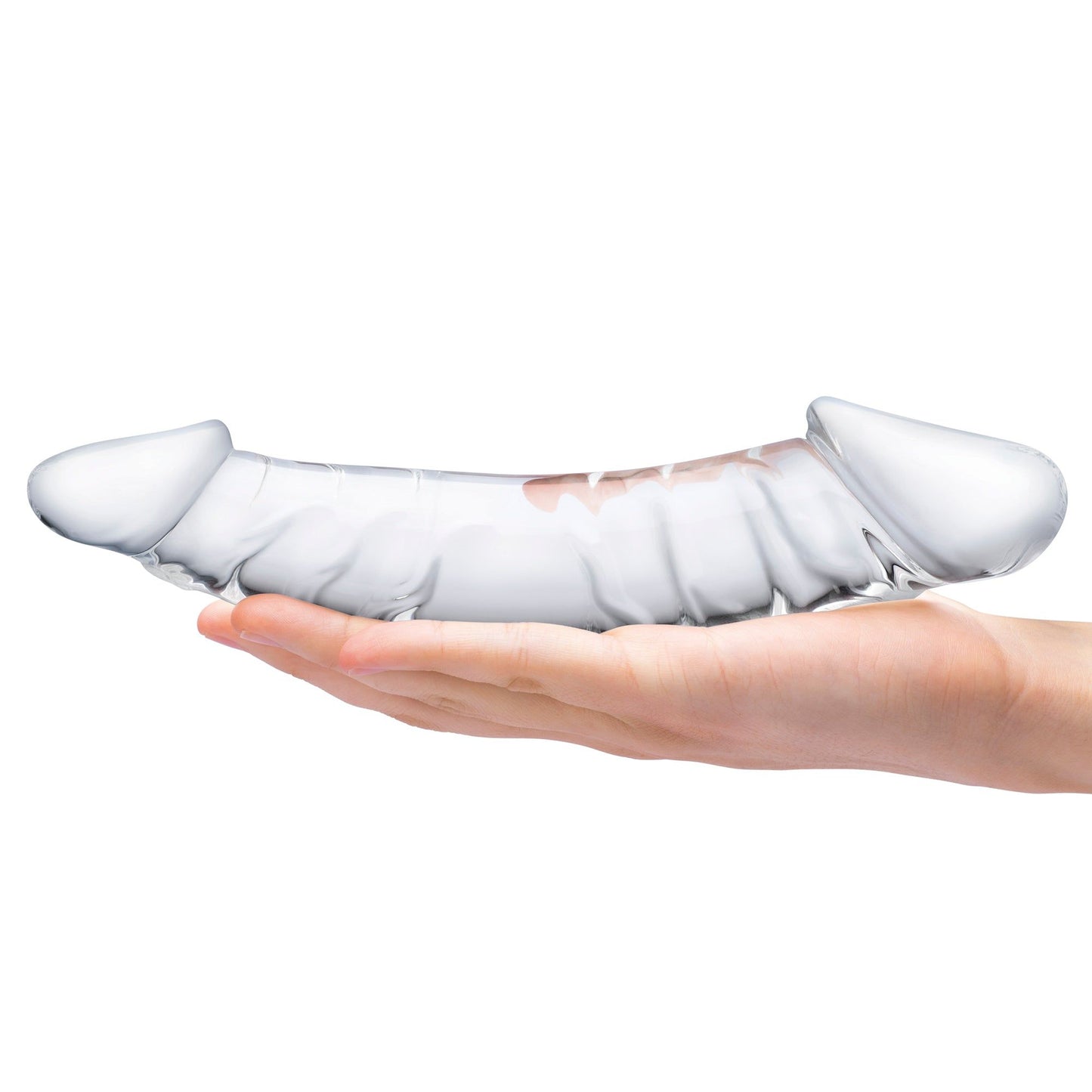 Clear Realistic Vein Glass Double Dildo 10.5"