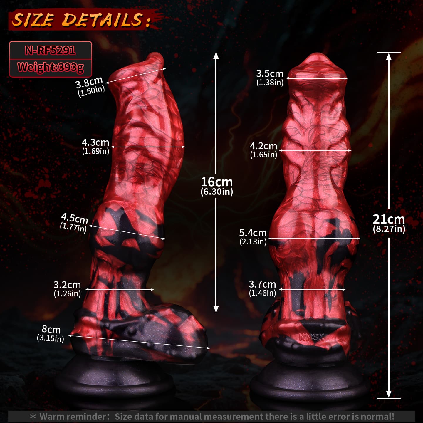 8.3in Horse Dick Dildo Red Giant Dog Dildo Anal Knot Dildo(Abner)