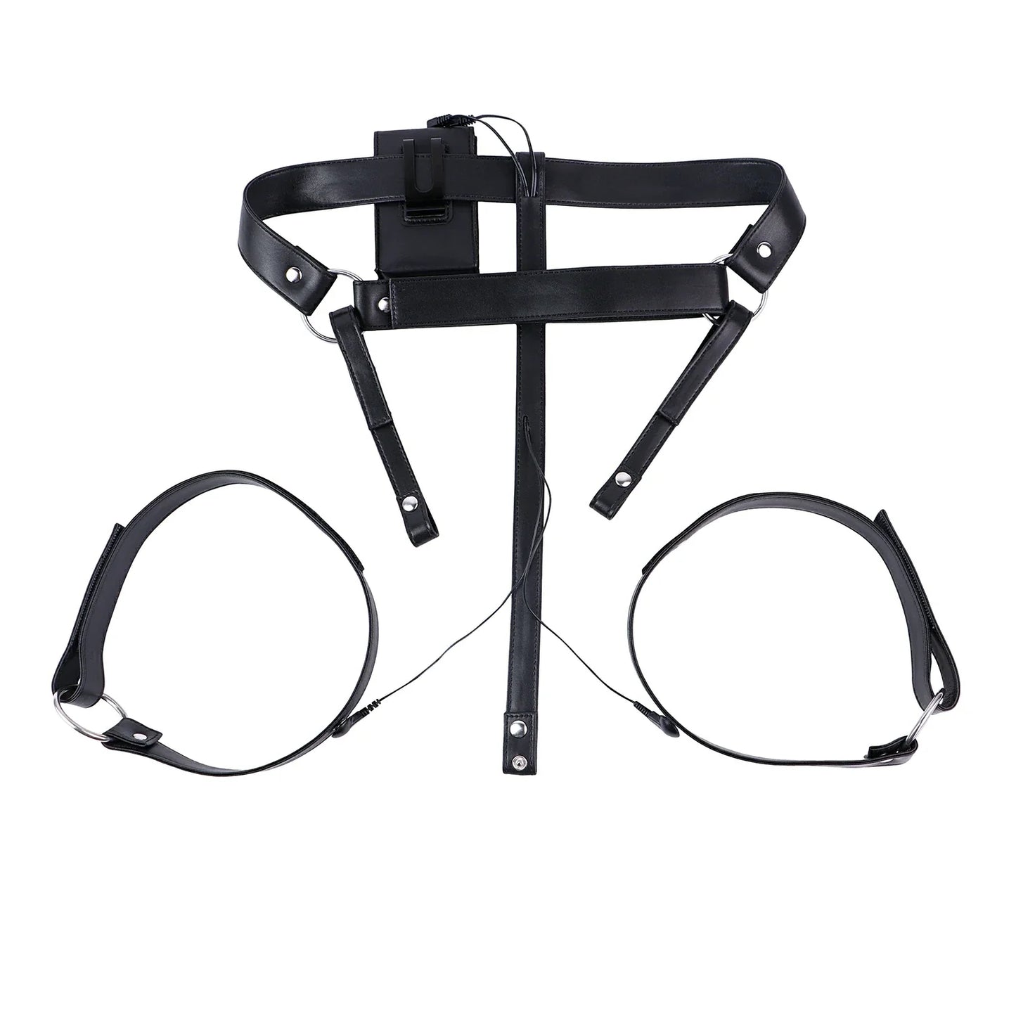 Electro-Pulse Flat Chastity Cage with Leather Belt
