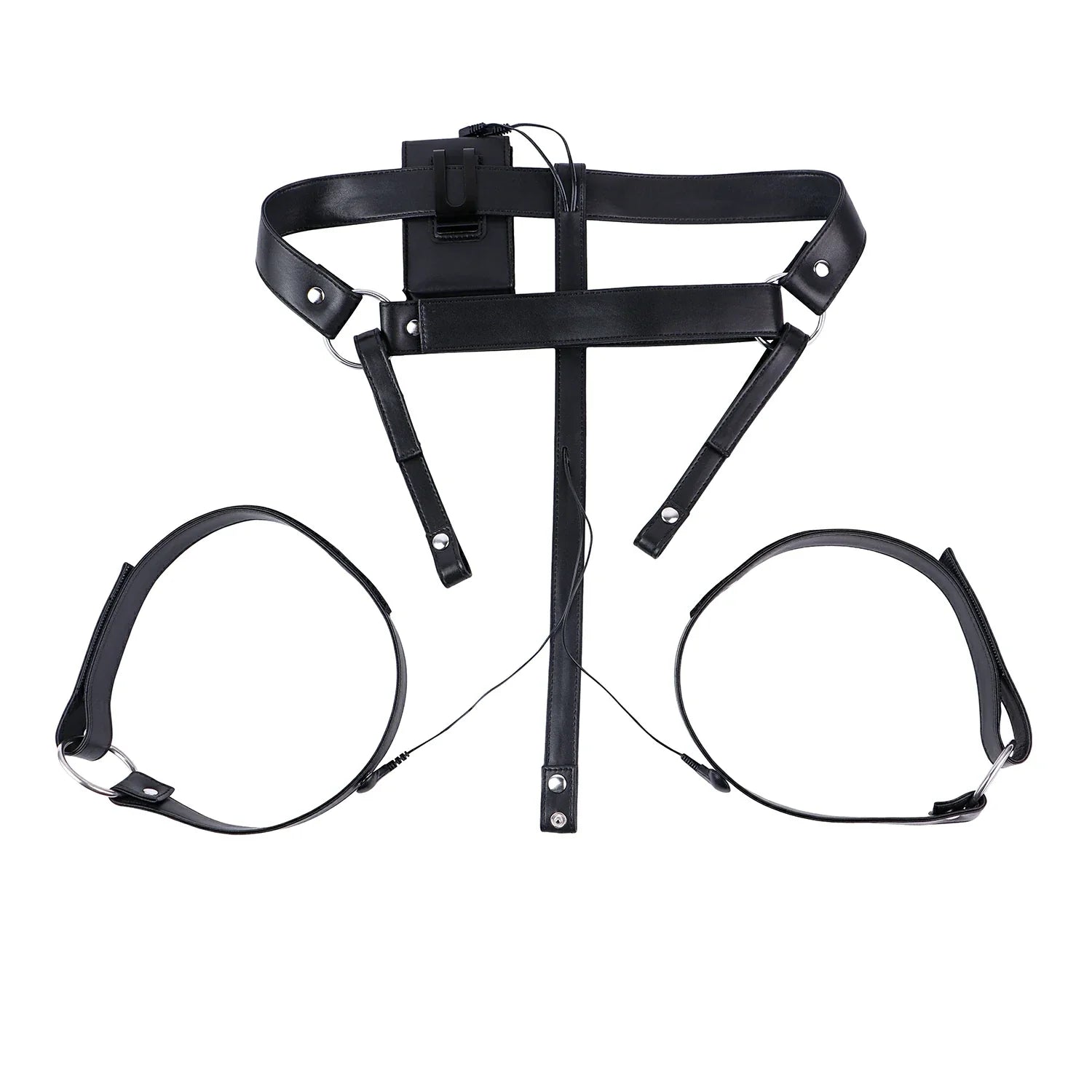 Electro-Pulse Flat Chastity Cage with Leather Belt