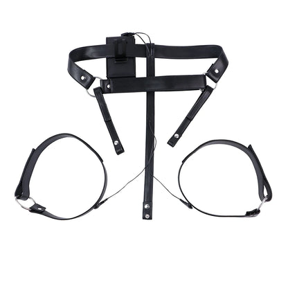 Electro-Pulse Flat Chastity Cage with Leather Belt