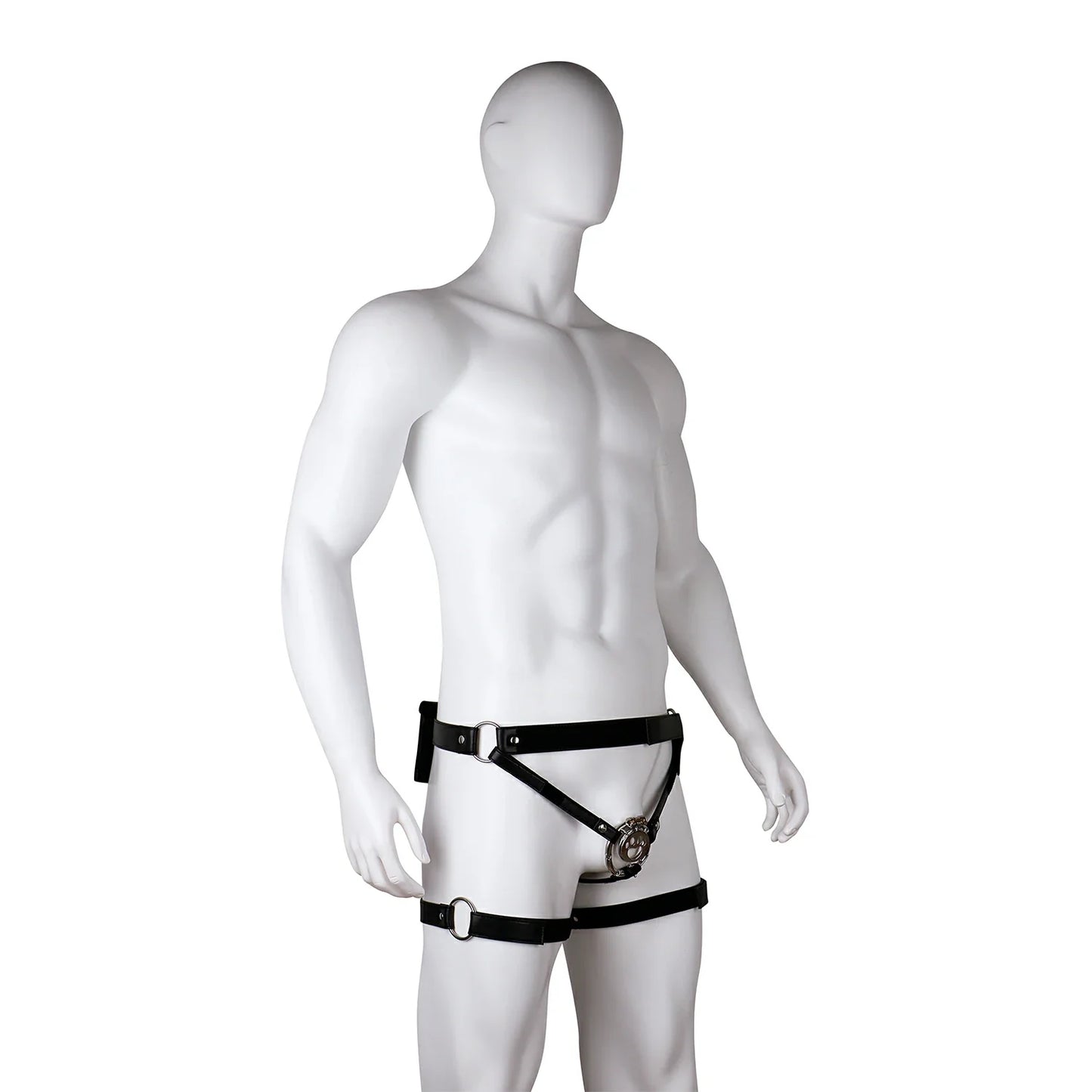 Electro-Pulse Flat Chastity Cage with Leather Belt
