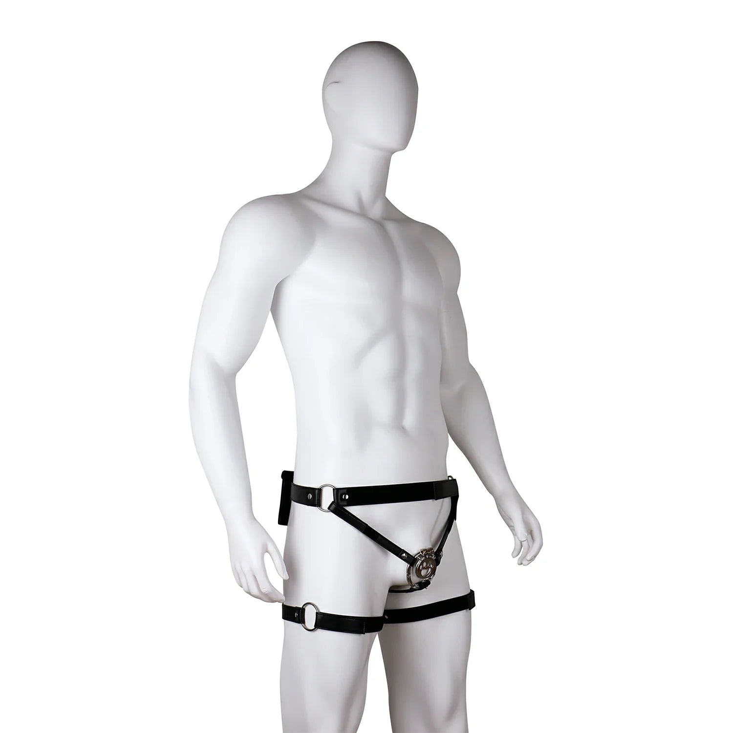 Electro-Pulse Flat Chastity Cage with Leather Belt