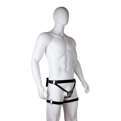 Electro-Pulse Flat Chastity Cage with Leather Belt