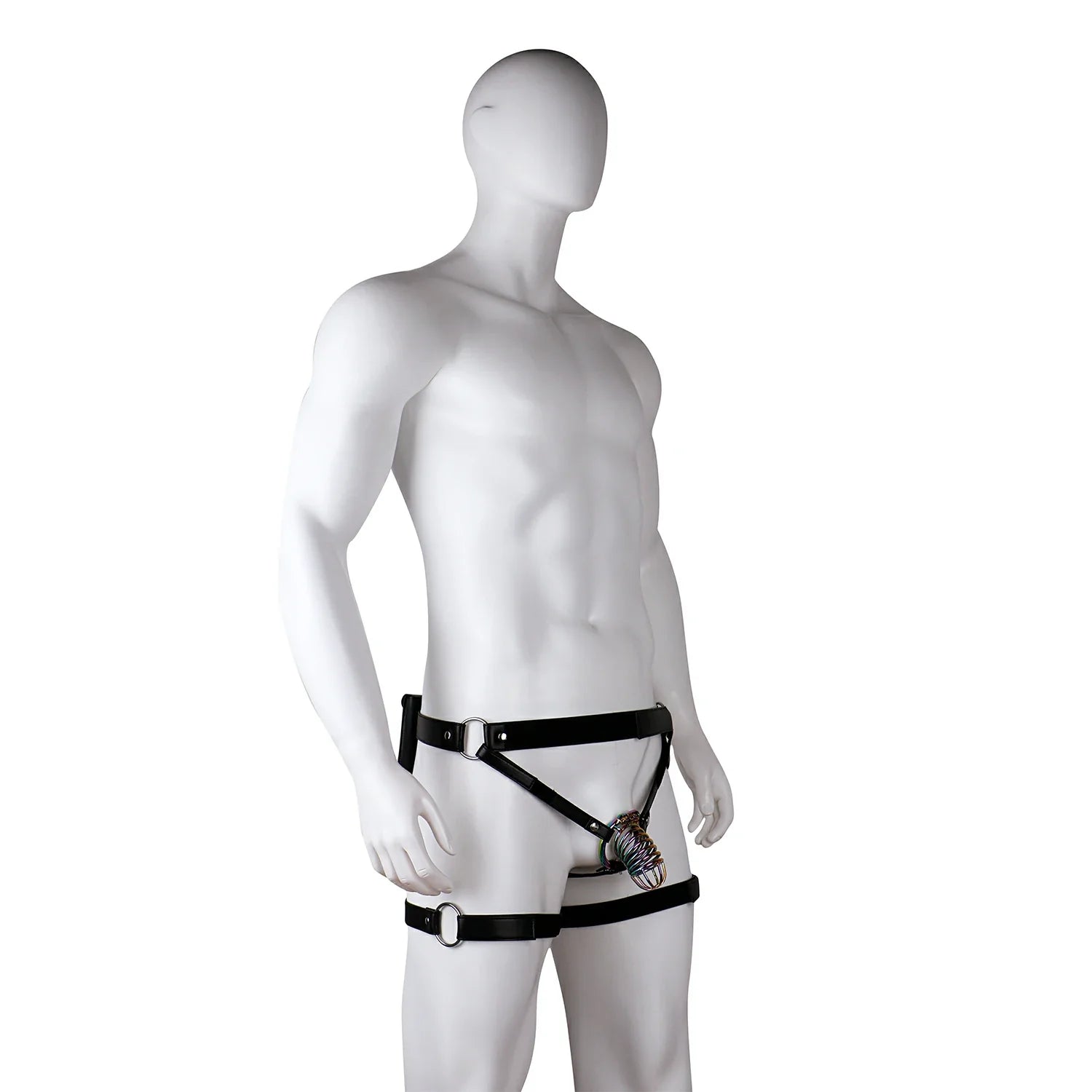 Electro-Pulse Flat Chastity Cage with Leather Belt