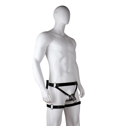 Electro-Pulse Flat Chastity Cage with Leather Belt