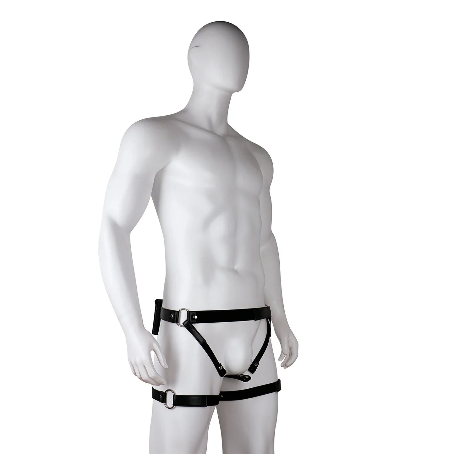 Electro-Pulse Flat Chastity Cage with Leather Belt