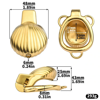 FRRK Metal Seashell Shape Chastity Lock (Optional Ring Sizes)