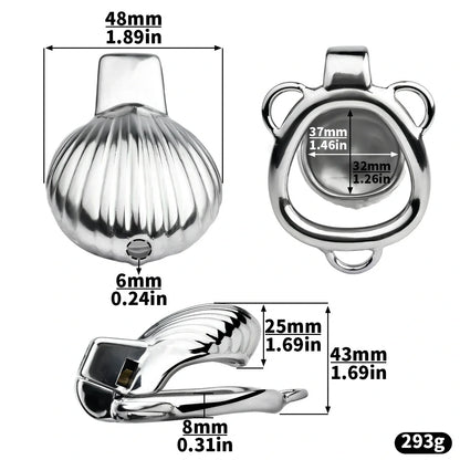 FRRK Metal Seashell Shape Chastity Lock (Optional Ring Sizes)