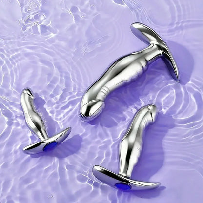 Penis-Shaped Metal Butt Plug – Gemstone Anchor Base