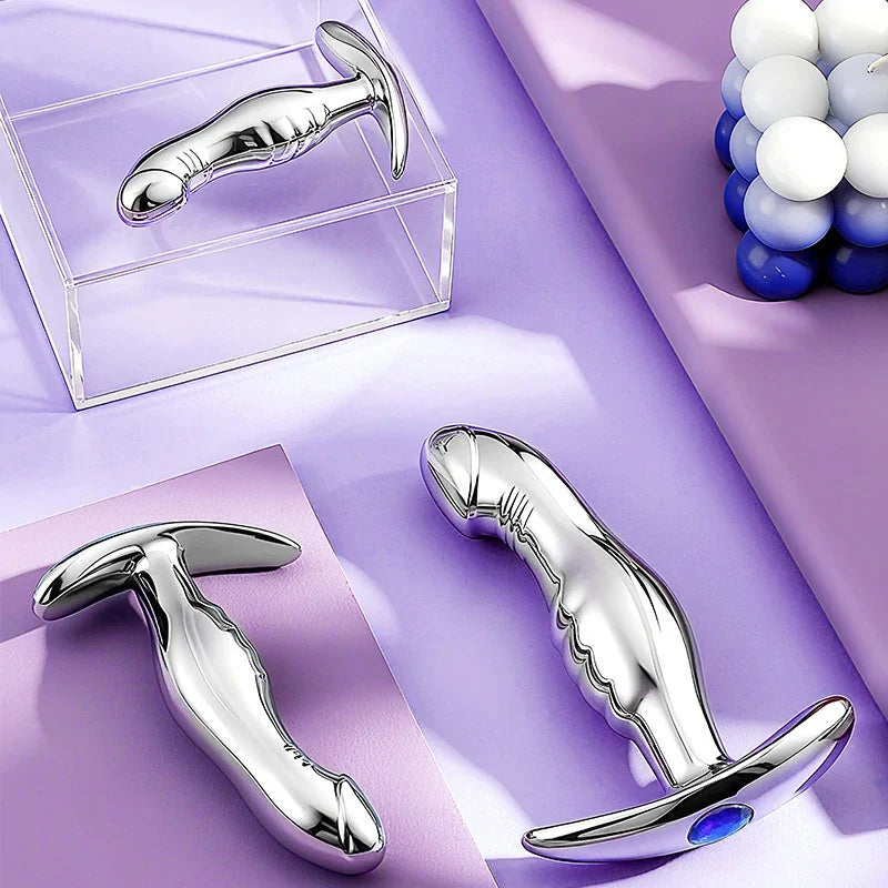 Penis-Shaped Metal Butt Plug – Gemstone Anchor Base