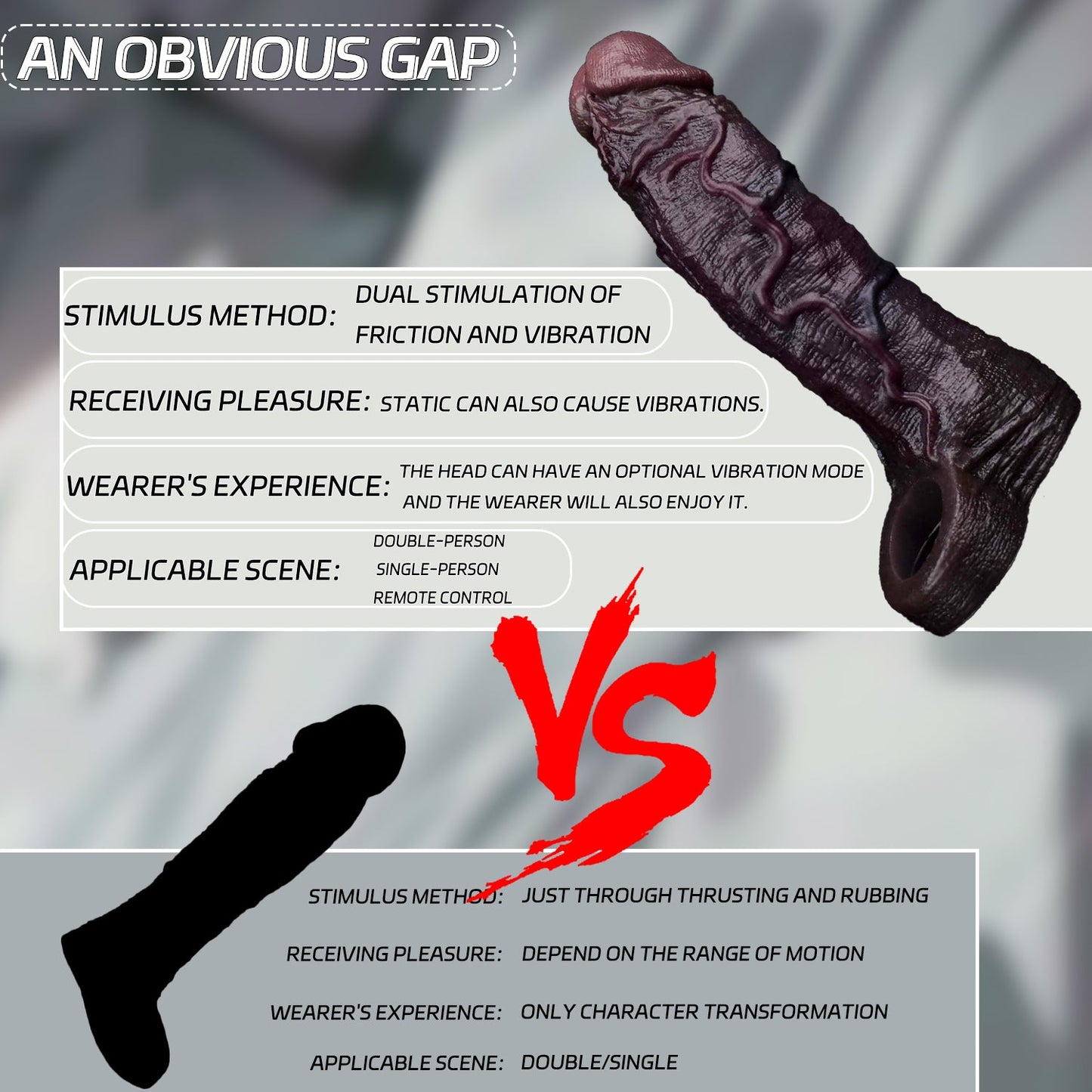 Realistic Black Vibrating Penis Sleeve
